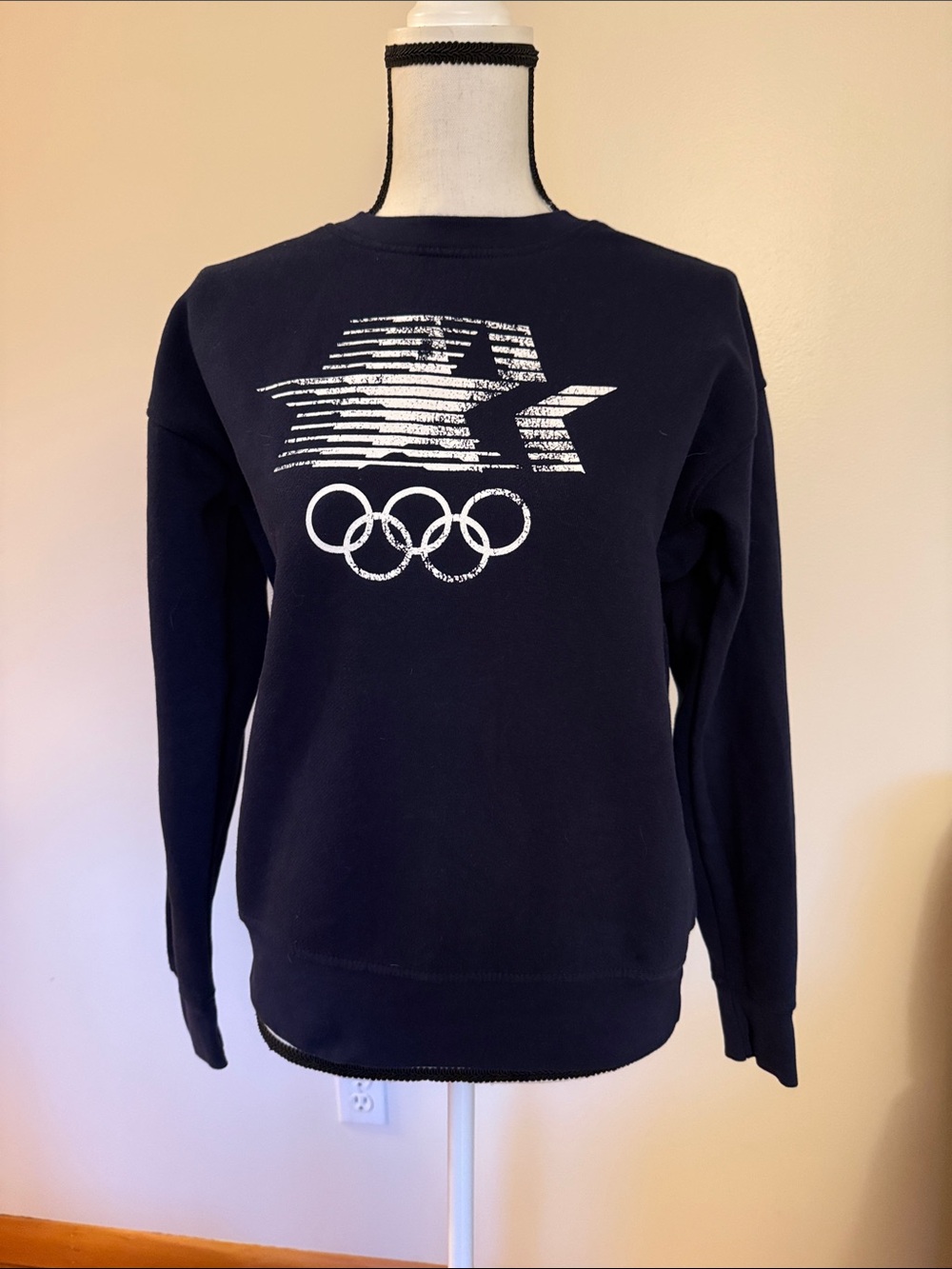 Heritage Navy Sweatshirt with Distressed White Olympic Graphic